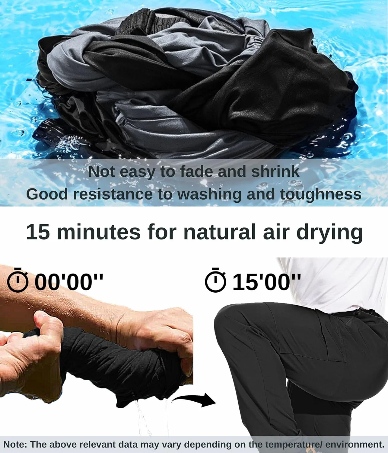 NATUVENIX Hiking Pants for Men, Lightweight Mens Travel Pants Quick Dry Fishing Pants Men Water Resistant Outdoor Pants Work