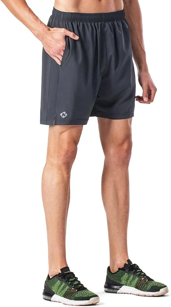 NAVISKIN Men's 5 inch Running Shorts Lightweight Quick Dry Workout Shorts Zipper Pocket