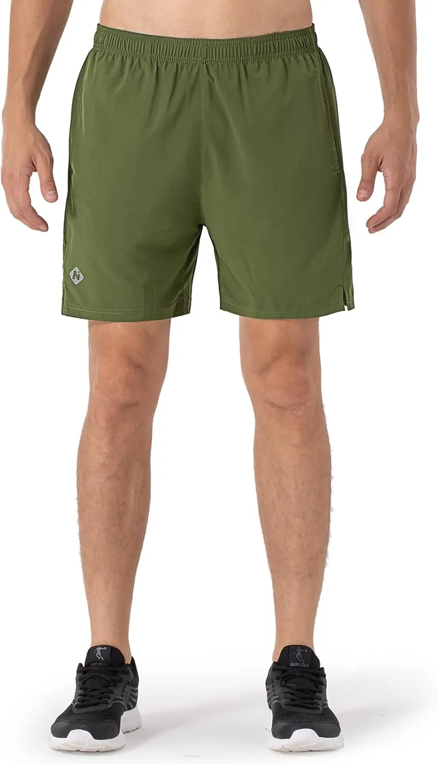NAVISKIN Men's 5 inch Running Shorts Lightweight Quick Dry Workout Shorts Zipper Pocket
