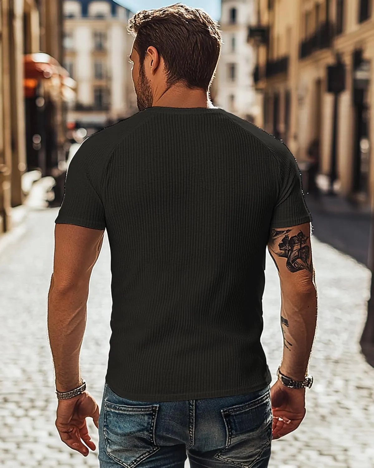 Neer 3 Pack Men's Big and Tall T Shirts Henley V Neck Short Sleeves Ribbed Slim Fit Muscle Gym Tops 2025 Summer Basic Tee