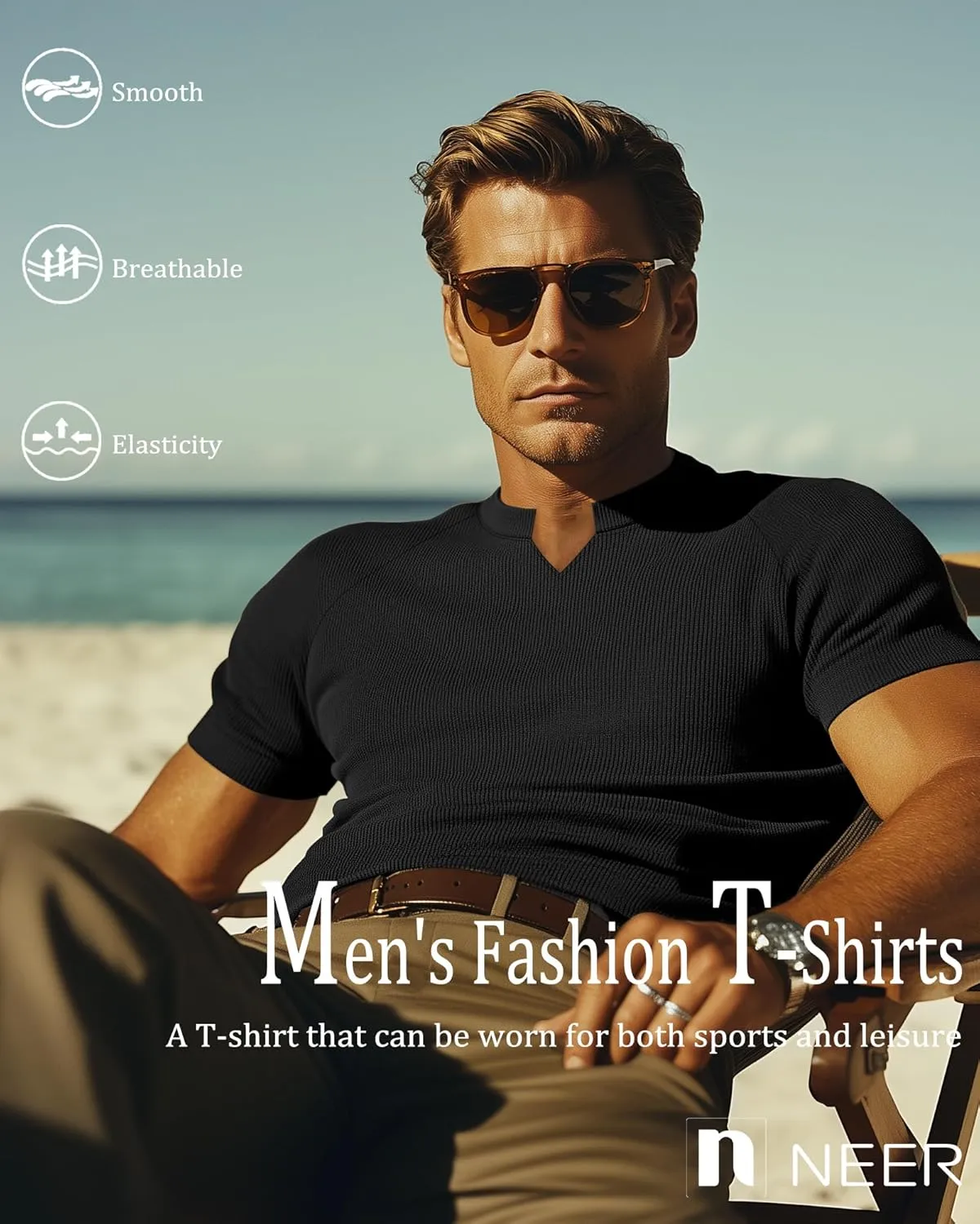 Neer 3 Pack Men's Big and Tall T Shirts Henley V Neck Short Sleeves Ribbed Slim Fit Muscle Gym Tops 2025 Summer Basic Tee