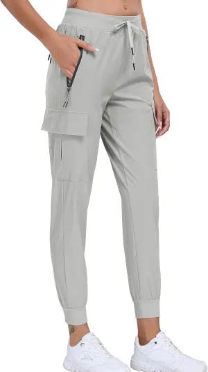 Oalka Women's Cargo Hiking Pants Lightweight Travel Pockets Joggers Quick Dry