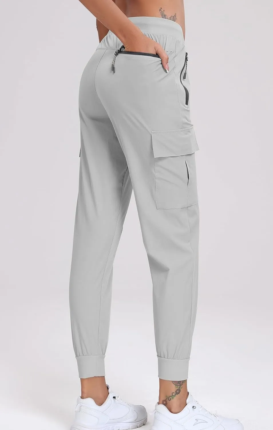 Oalka Women's Cargo Hiking Pants Lightweight Travel Pockets Joggers Quick Dry