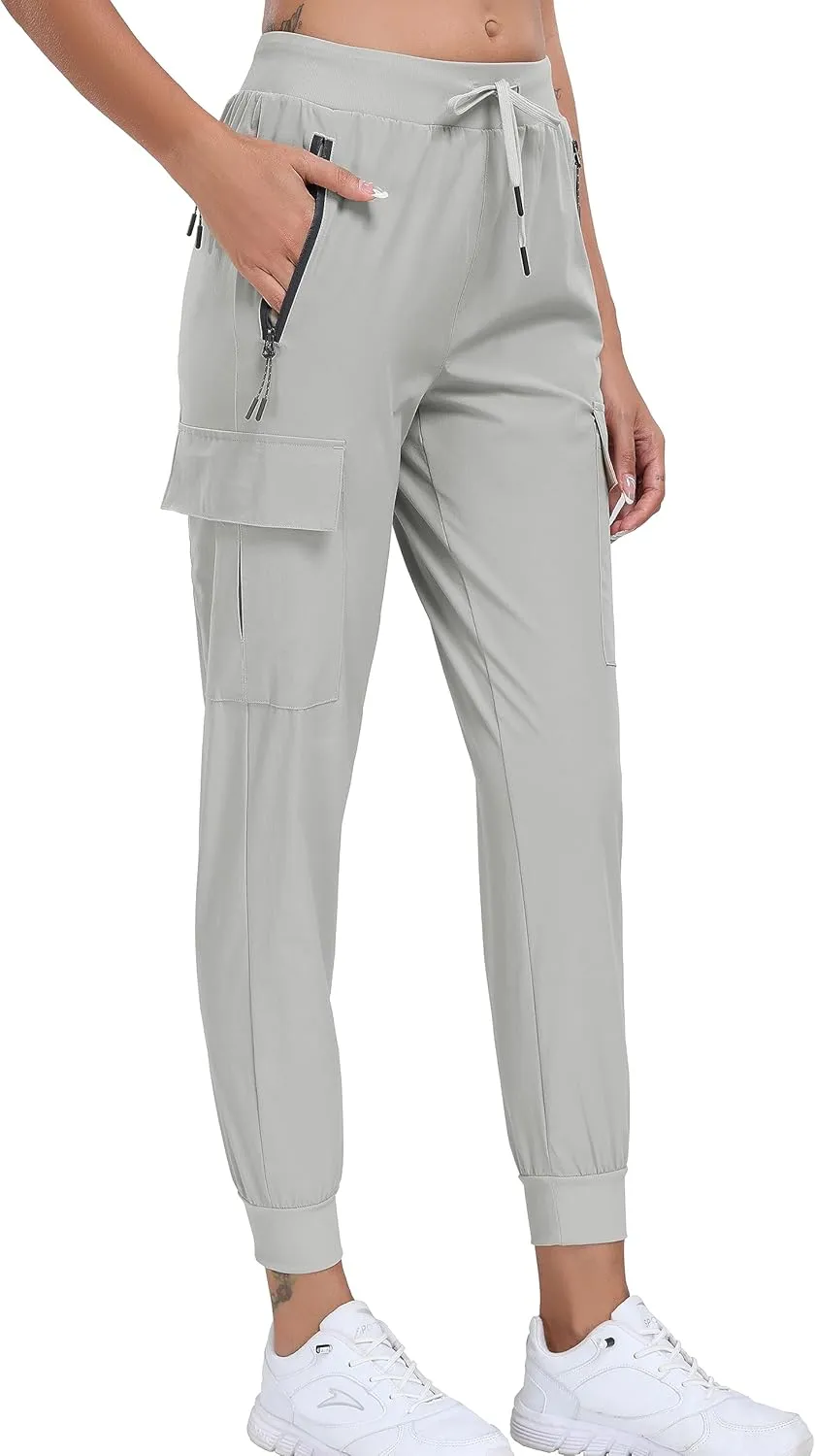 Oalka Women's Cargo Hiking Pants Lightweight Travel Pockets Joggers Quick Dry