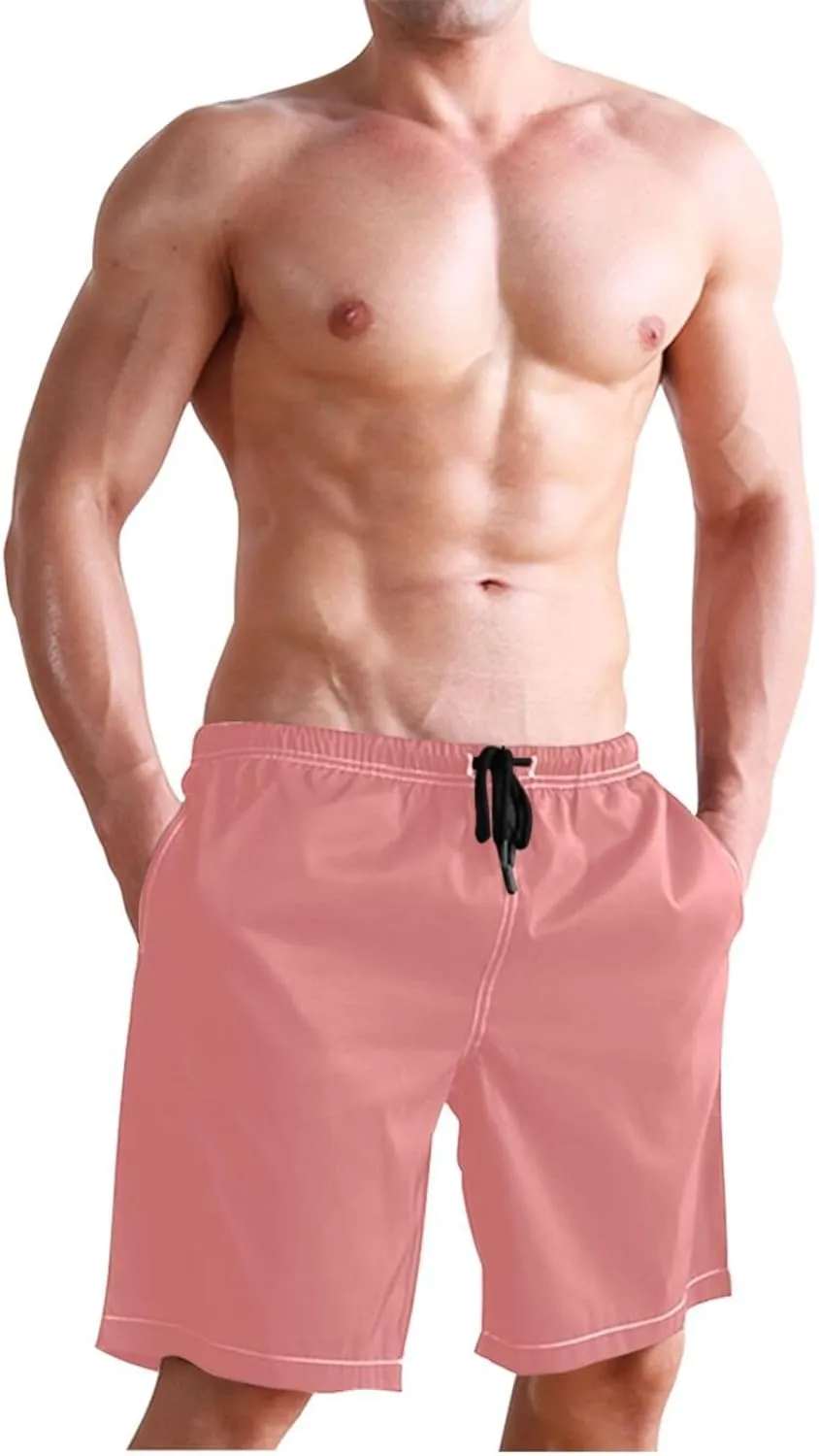 ODAWA Light Steel Blue Swimming Shorts for Men Quick Dry Men Board Shorts with Mesh Liner