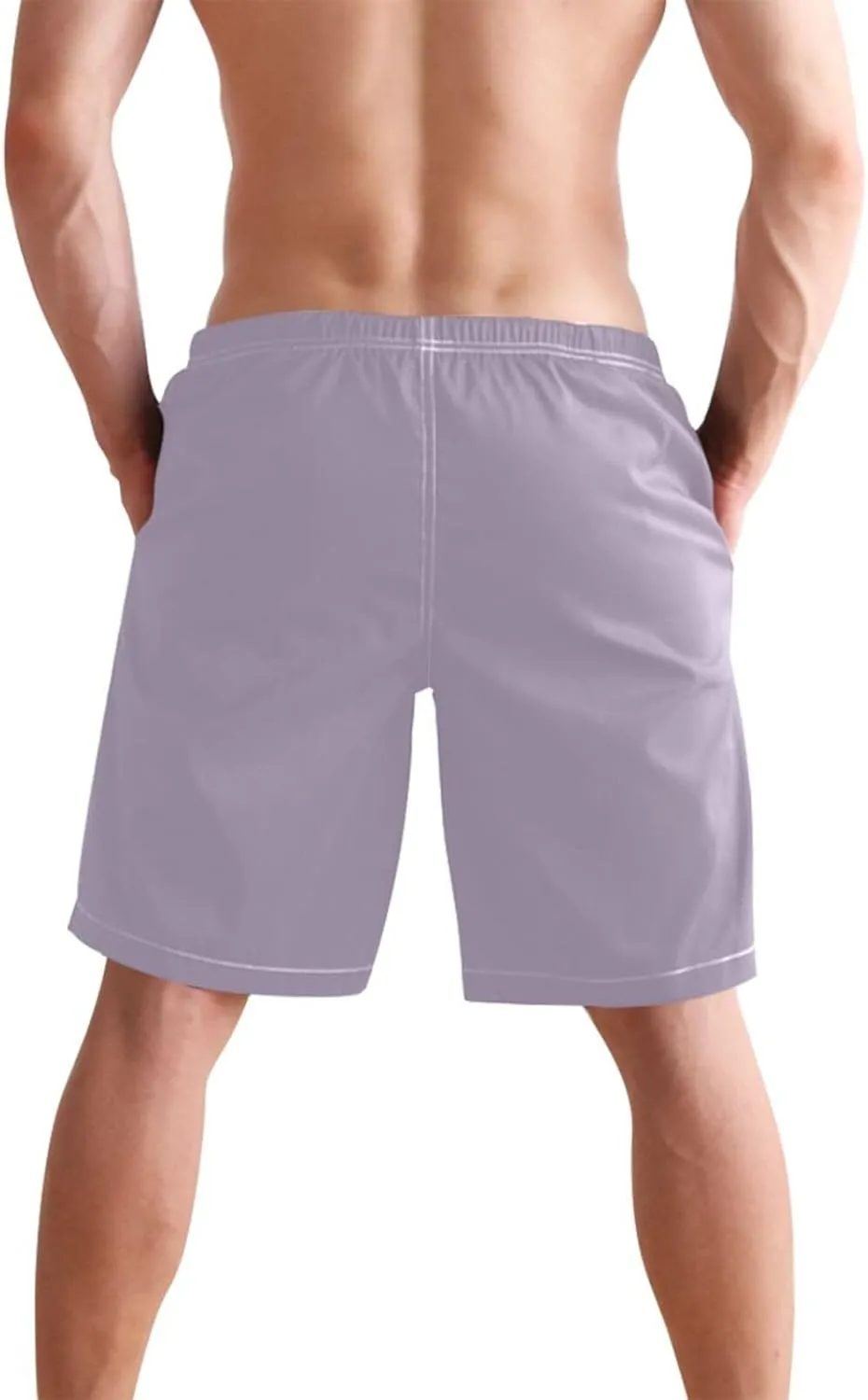 ODAWA Light Steel Blue Swimming Shorts for Men Quick Dry Men Board Shorts with Mesh Liner