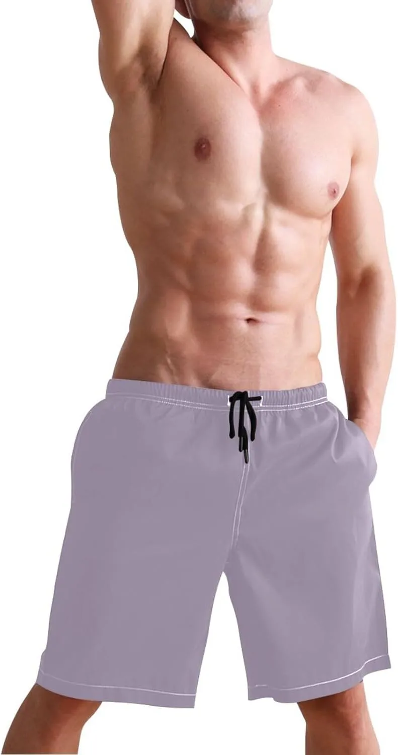 ODAWA Light Steel Blue Swimming Shorts for Men Quick Dry Men Board Shorts with Mesh Liner