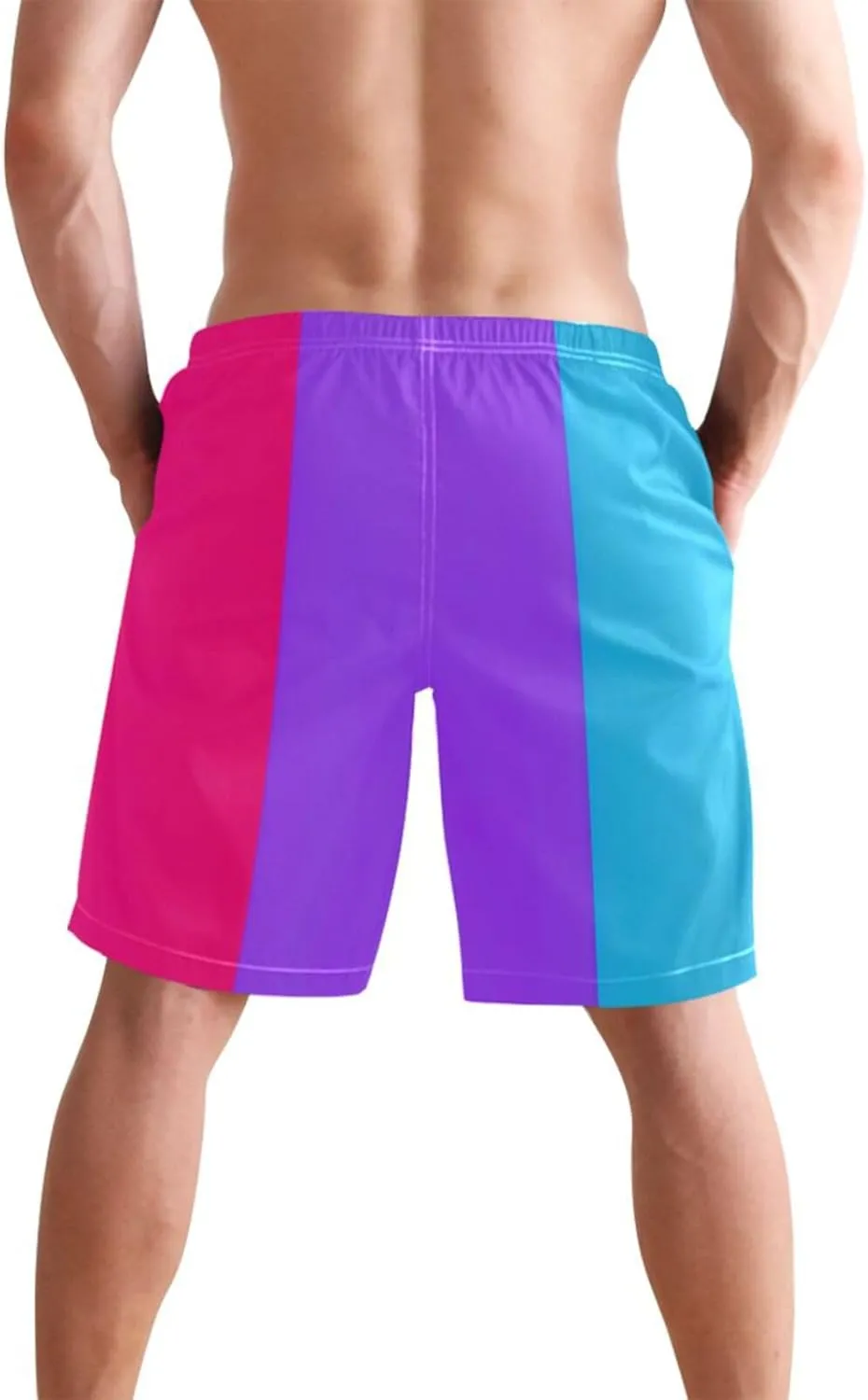 ODAWA Light Steel Blue Swimming Shorts for Men Quick Dry Men Board Shorts with Mesh Liner