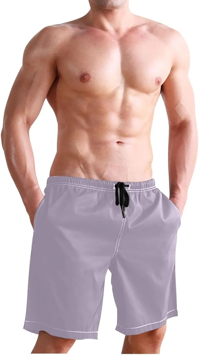 ODAWA Light Steel Blue Swimming Shorts for Men Quick Dry Men Board Shorts with Mesh Liner