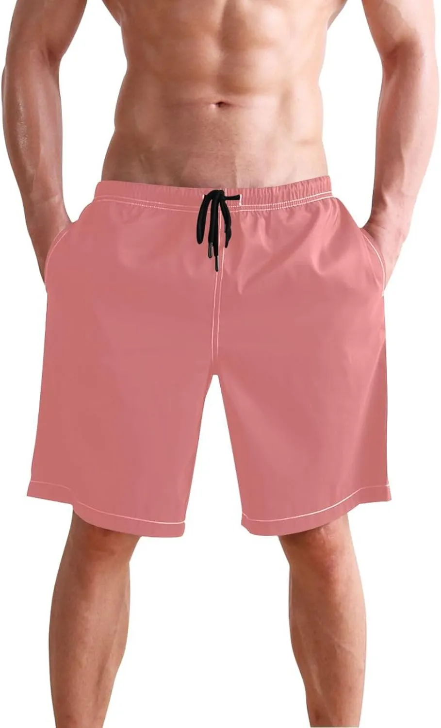 ODAWA Light Steel Blue Swimming Shorts for Men Quick Dry Men Board Shorts with Mesh Liner