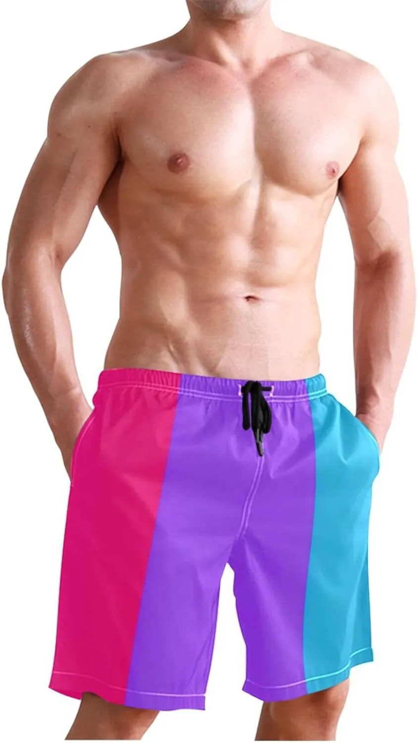 ODAWA Light Steel Blue Swimming Shorts for Men Quick Dry Men Board Shorts with Mesh Liner