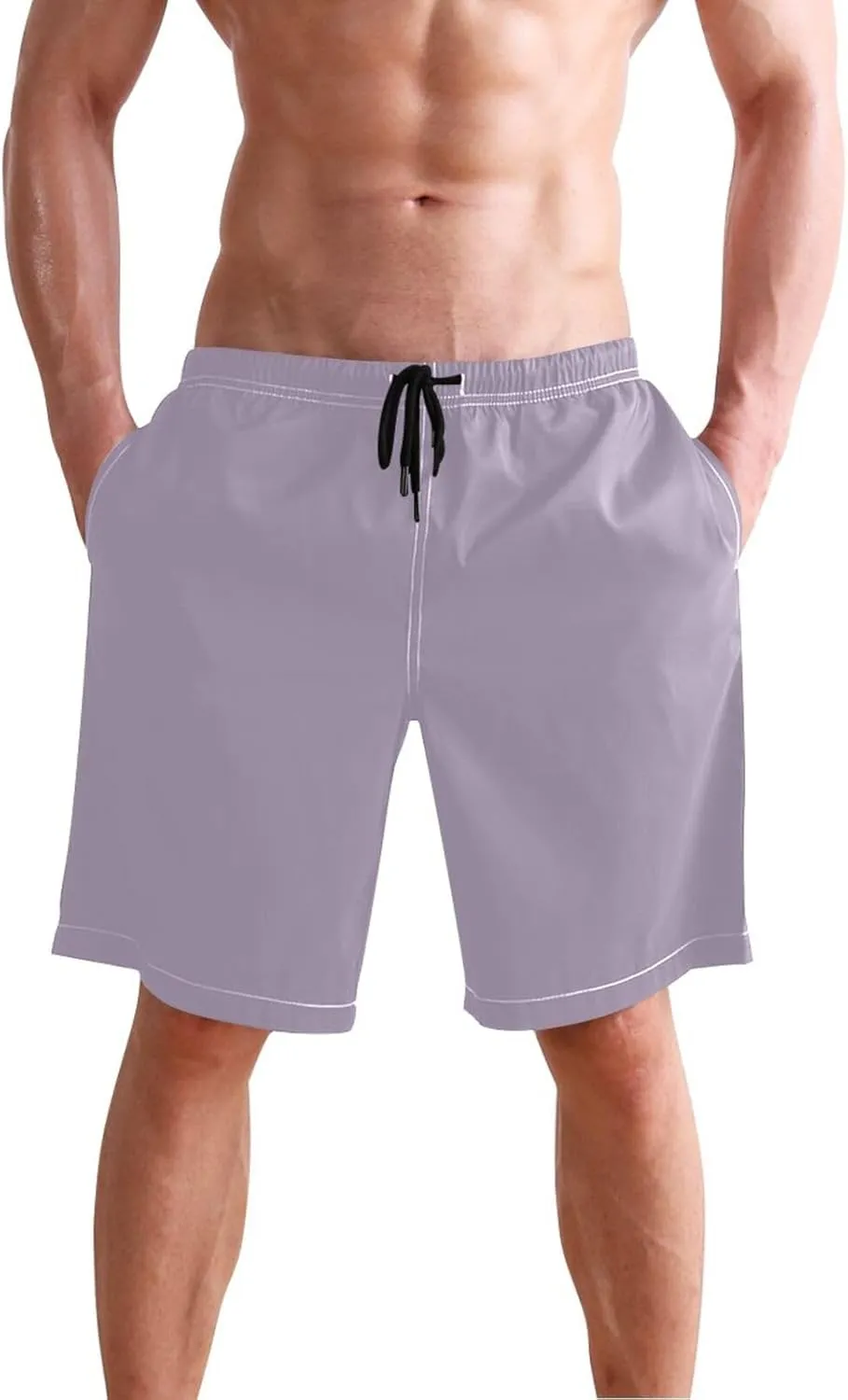 ODAWA Light Steel Blue Swimming Shorts for Men Quick Dry Men Board Shorts with Mesh Liner