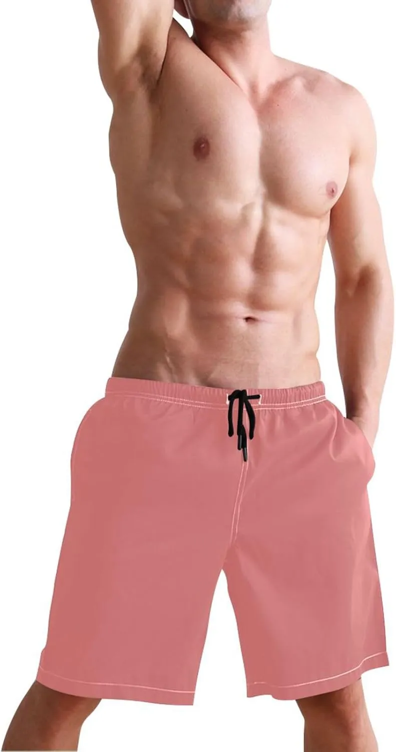 ODAWA Light Steel Blue Swimming Shorts for Men Quick Dry Men Board Shorts with Mesh Liner