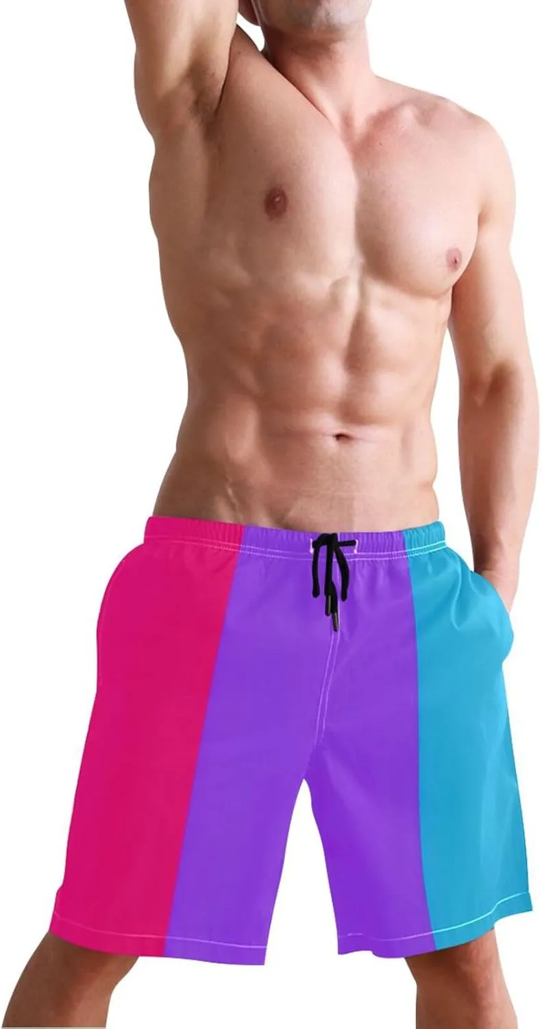 ODAWA Light Steel Blue Swimming Shorts for Men Quick Dry Men Board Shorts with Mesh Liner