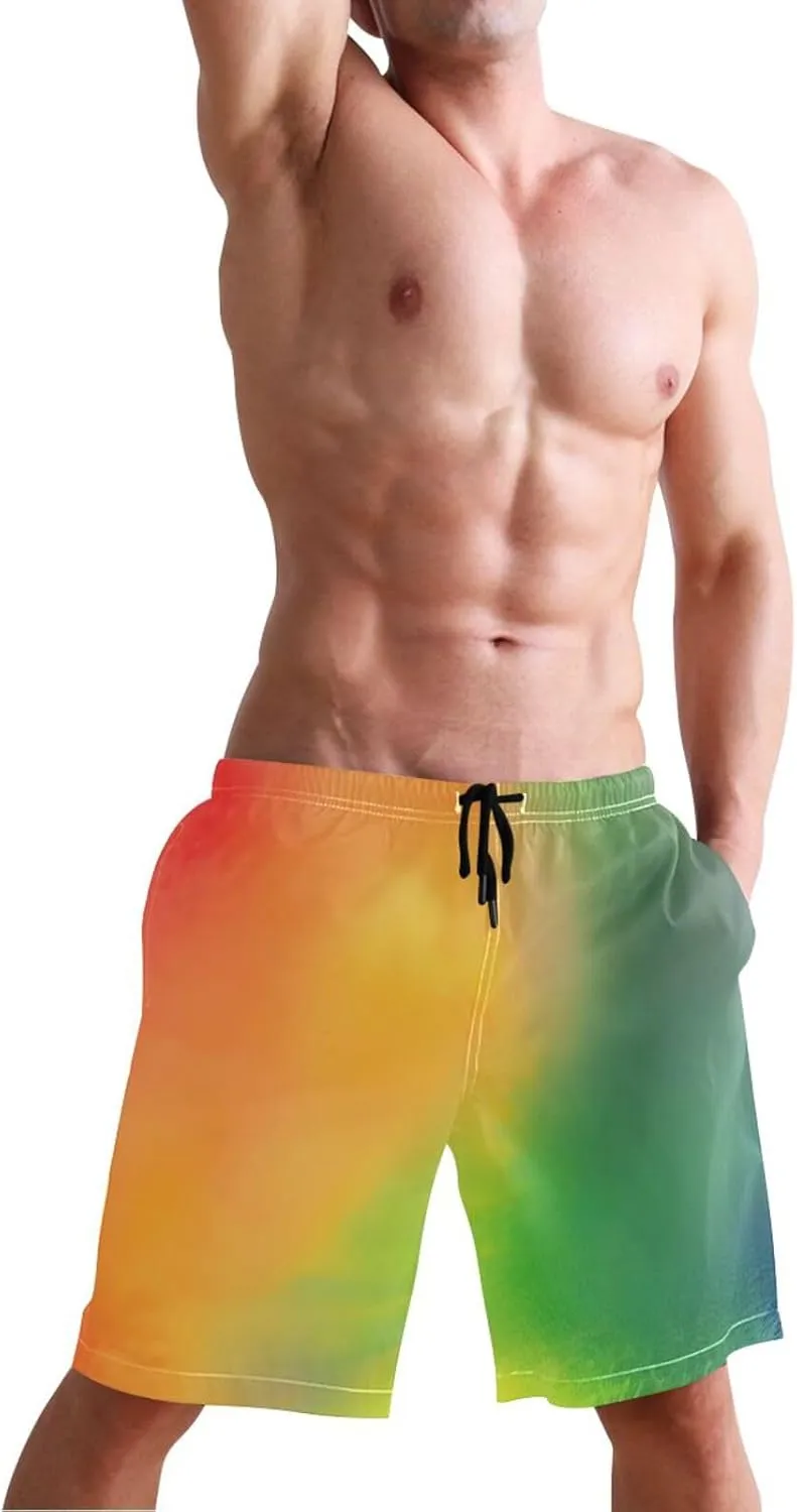 ODAWA Light Steel Blue Swimming Shorts for Men Quick Dry Men Board Shorts with Mesh Liner