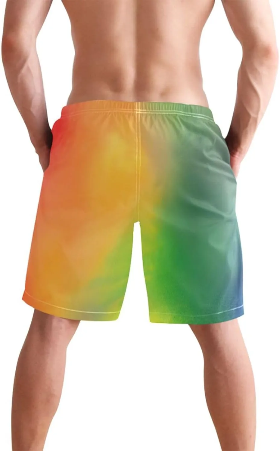 ODAWA Light Steel Blue Swimming Shorts for Men Quick Dry Men Board Shorts with Mesh Liner
