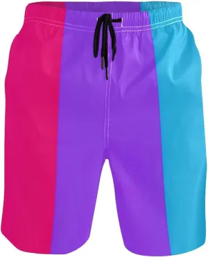 ODAWA Light Steel Blue Swimming Shorts for Men Quick Dry Men Board Shorts with Mesh Liner