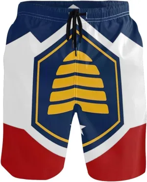 ODAWA Ohio Flag Boardshorts for Men, Mens Beach Shorts Mesh Lining Men Swimming Shorts with Pockets