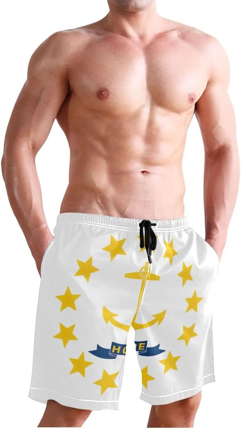 ODAWA Ohio Flag Boardshorts for Men, Mens Beach Shorts Mesh Lining Men Swimming Shorts with Pockets