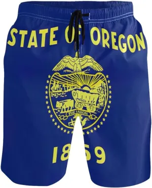 ODAWA Ohio Flag Boardshorts for Men, Mens Beach Shorts Mesh Lining Men Swimming Shorts with Pockets