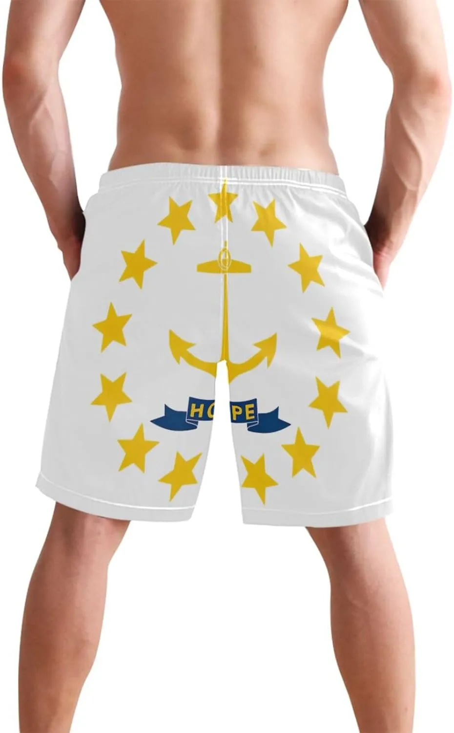ODAWA Ohio Flag Boardshorts for Men, Mens Beach Shorts Mesh Lining Men Swimming Shorts with Pockets