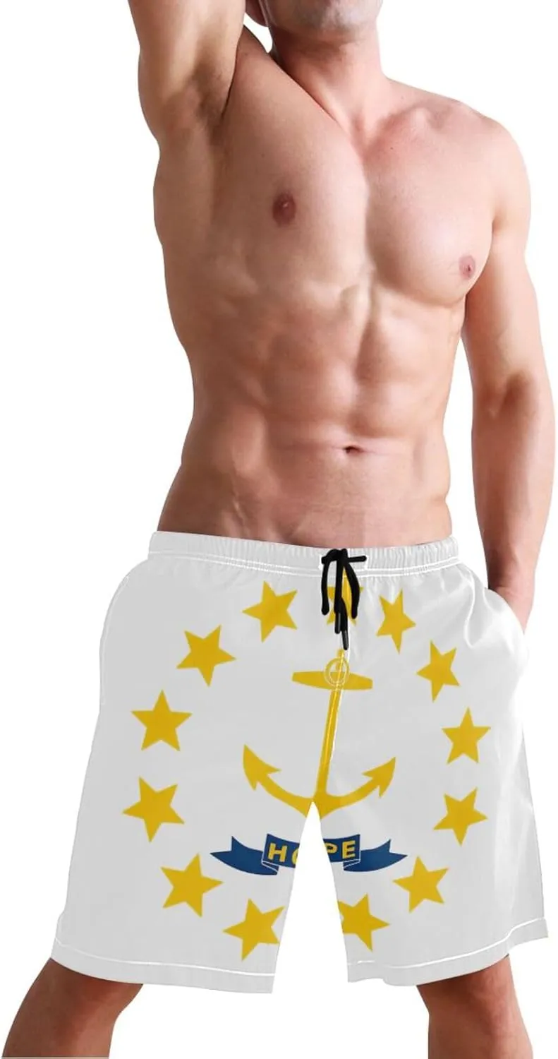 ODAWA Ohio Flag Boardshorts for Men, Mens Beach Shorts Mesh Lining Men Swimming Shorts with Pockets