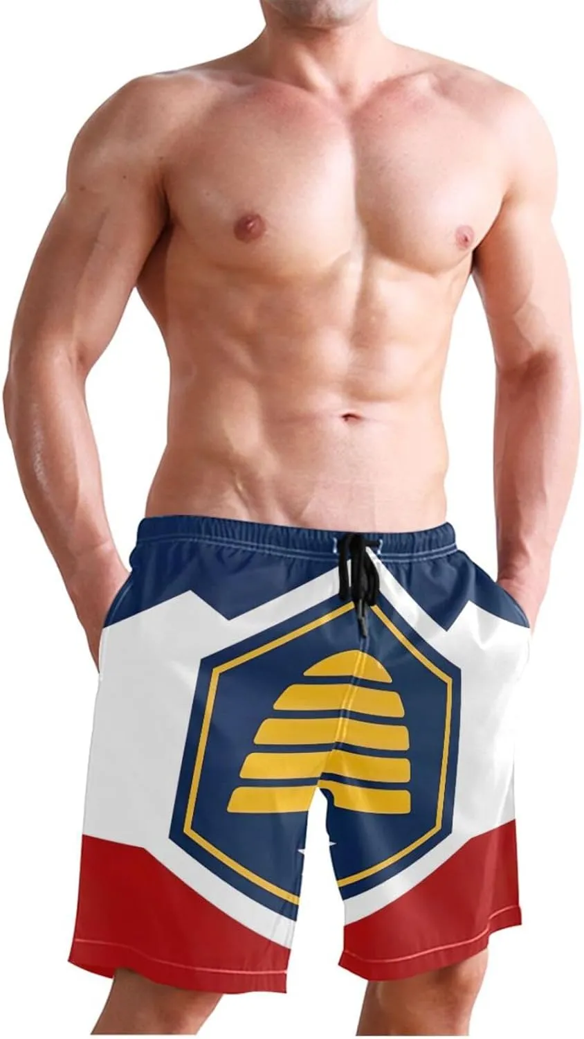 ODAWA Ohio Flag Boardshorts for Men, Mens Beach Shorts Mesh Lining Men Swimming Shorts with Pockets