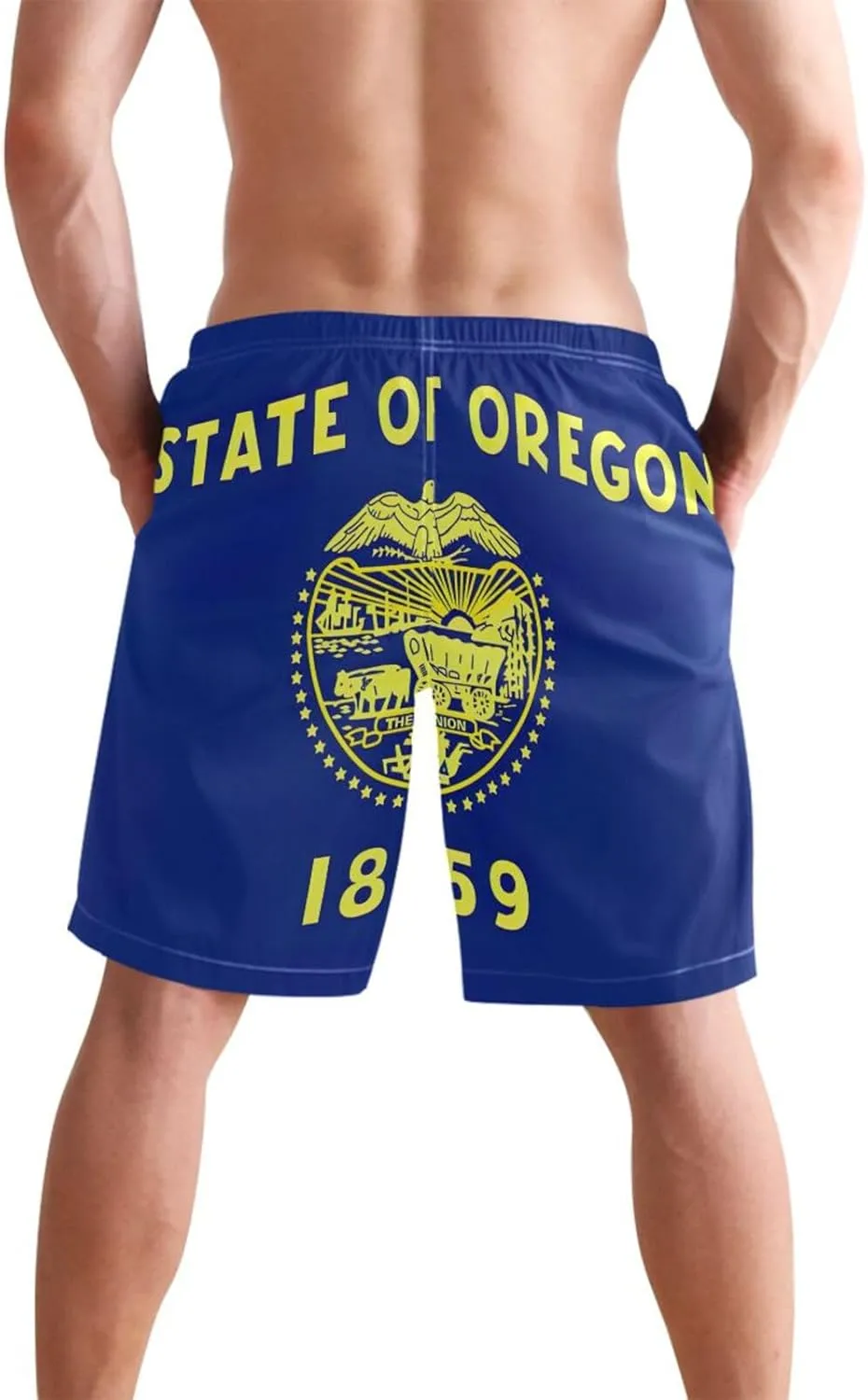 ODAWA Ohio Flag Boardshorts for Men, Mens Beach Shorts Mesh Lining Men Swimming Shorts with Pockets