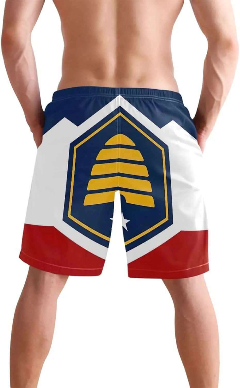 ODAWA Ohio Flag Boardshorts for Men, Mens Beach Shorts Mesh Lining Men Swimming Shorts with Pockets