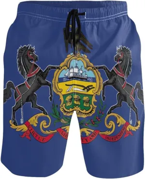 ODAWA Tennessee State Flag Swimming Shorts for Men Quick Dry Mens Beach Shorts with Mesh Liner