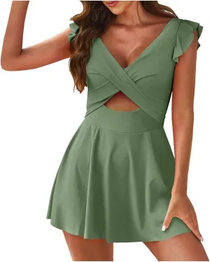 One Piece Bathing Suit for Women High Cut Brazilian Bathing Suit One Piece Strappy V Neck Monokini Sexy Swimwear