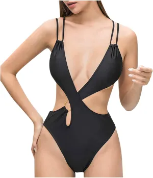 One Piece Swimsuit for Women 2025 High Waisted Bikini Sets Tummy Control Slimming Swimsuits Front Cross Swim Suits