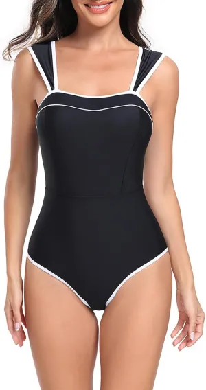 One Piece Swimsuit Women High Waisted Tummy Control Swimwear Slimming Swimsuits Backless Sexy Suspenders Bathing Suits