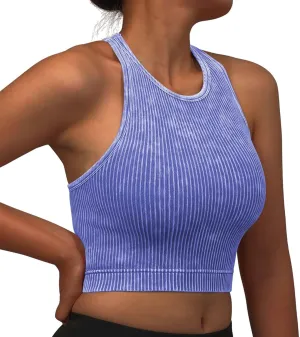 Padded Sports Bras for Women Push Up Seamless Gathering Sexy Back Underwear Running Quick Dry with Vertical Stripes