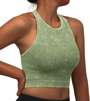Padded Sports Bras for Women Push Up Seamless Gathering Sexy Back Underwear Running Quick Dry with Vertical Stripes