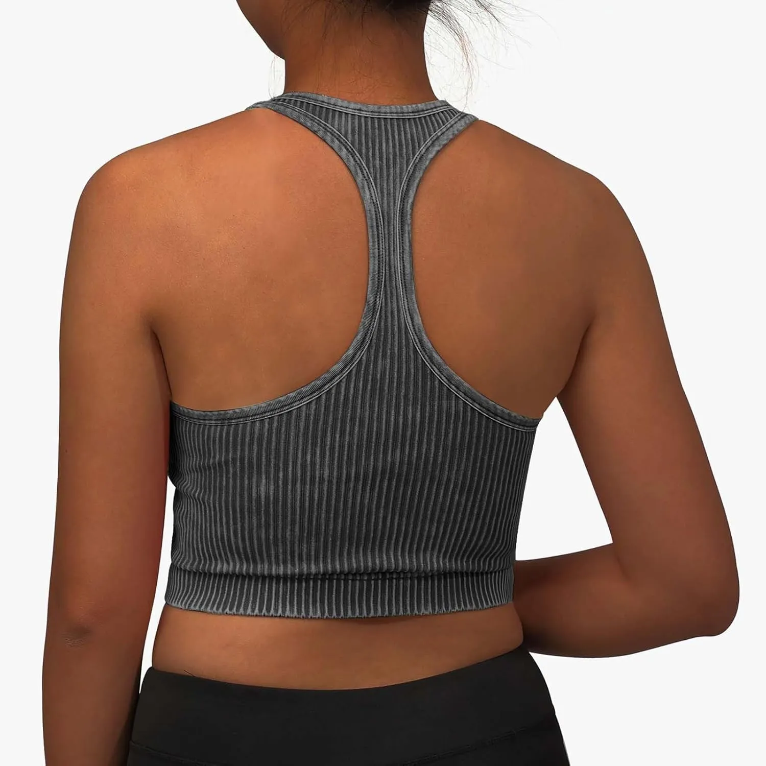 Padded Sports Bras for Women Push Up Seamless Gathering Sexy Back Underwear Running Quick Dry with Vertical Stripes