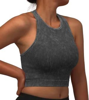 Padded Sports Bras for Women Push Up Seamless Gathering Sexy Back Underwear Running Quick Dry with Vertical Stripes