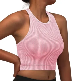 Padded Sports Bras for Women Push Up Seamless Gathering Sexy Back Underwear Running Quick Dry with Vertical Stripes