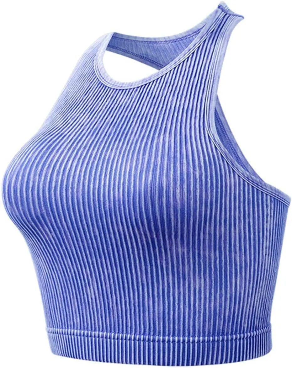 Padded Sports Bras for Women Push Up Seamless Gathering Sexy Back Underwear Running Quick Dry with Vertical Stripes