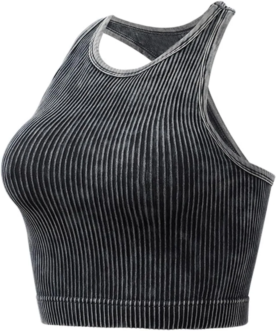 Padded Sports Bras for Women Push Up Seamless Gathering Sexy Back Underwear Running Quick Dry with Vertical Stripes