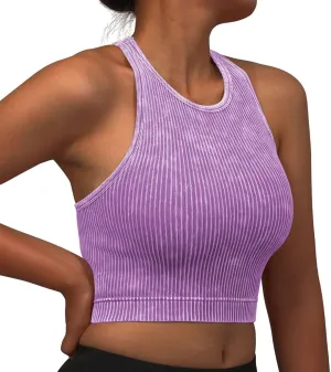 Padded Sports Bras for Women Push Up Seamless Gathering Sexy Back Underwear Running Quick Dry with Vertical Stripes
