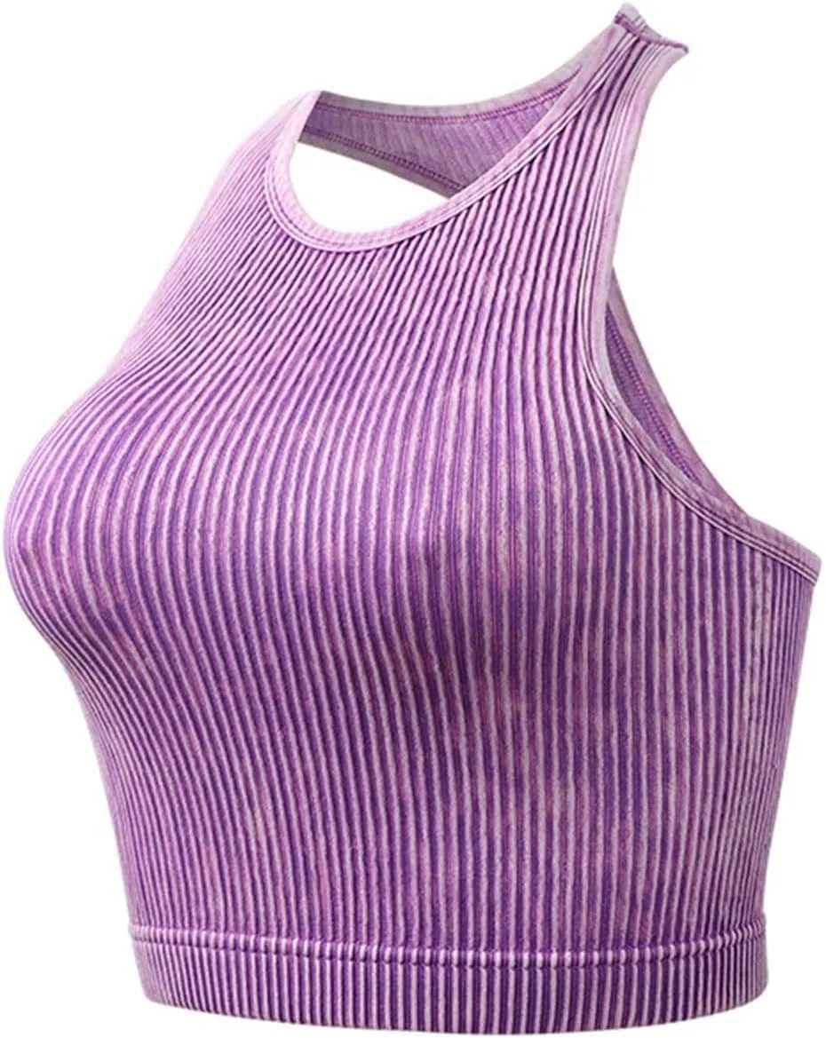 Padded Sports Bras for Women Push Up Seamless Gathering Sexy Back Underwear Running Quick Dry with Vertical Stripes