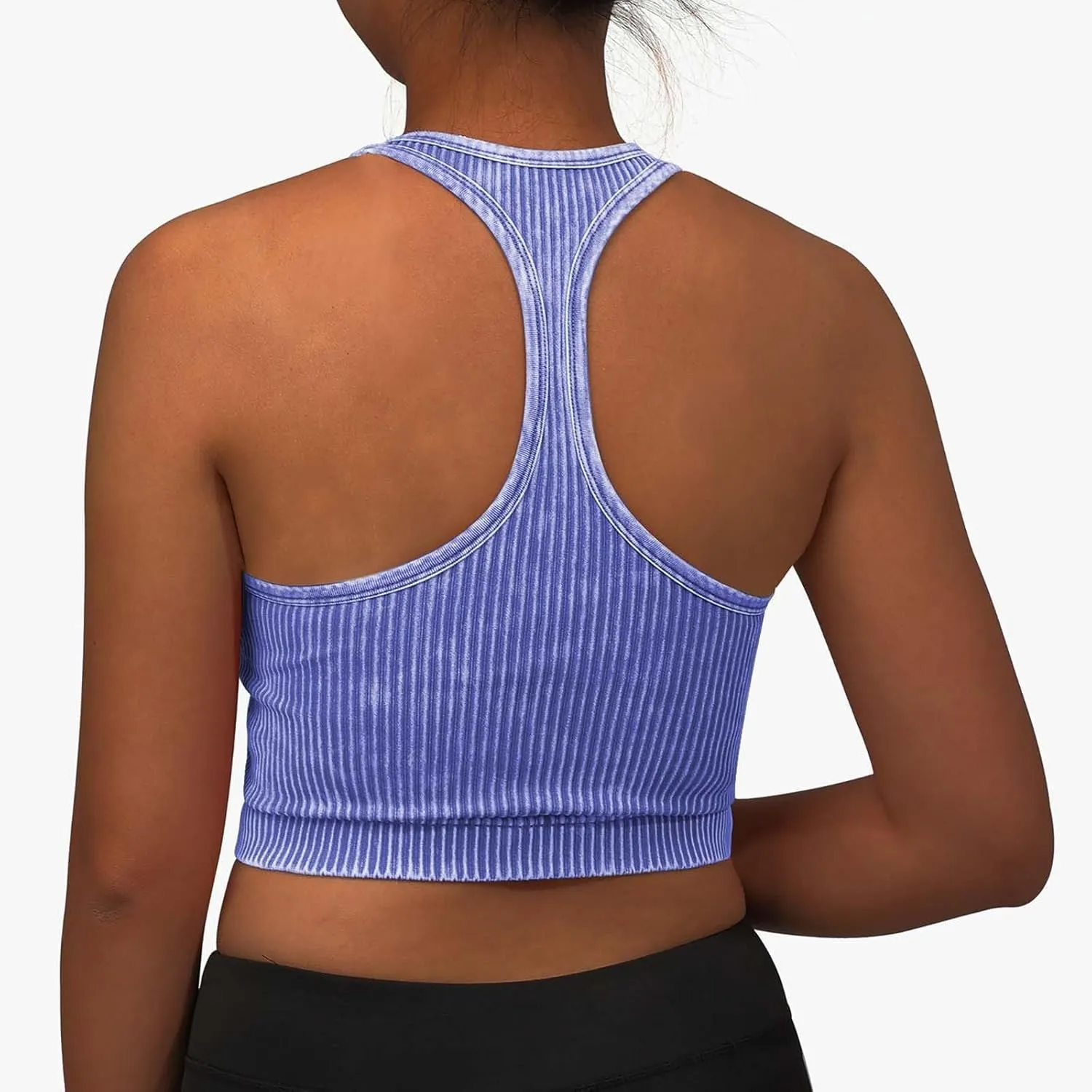 Padded Sports Bras for Women Push Up Seamless Gathering Sexy Back Underwear Running Quick Dry with Vertical Stripes