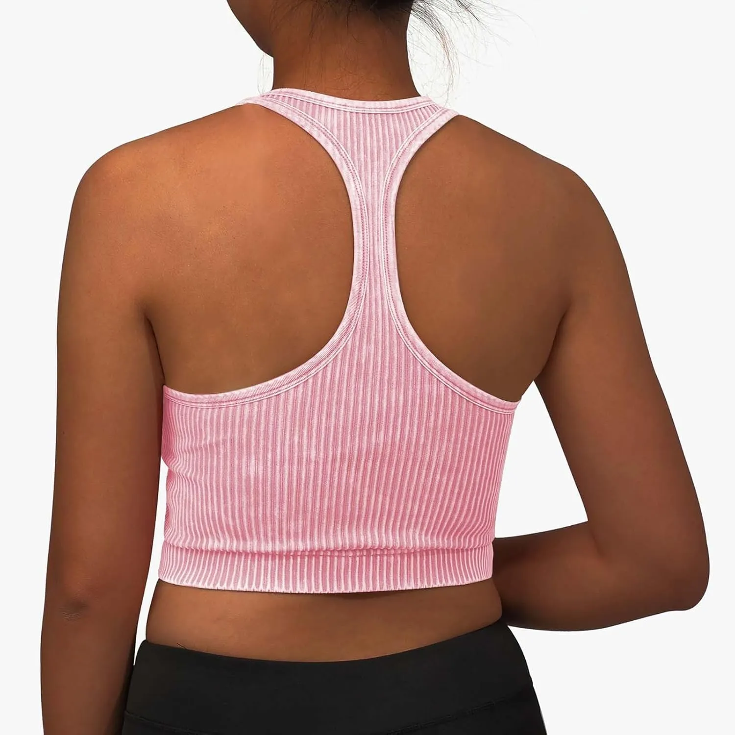 Padded Sports Bras for Women Push Up Seamless Gathering Sexy Back Underwear Running Quick Dry with Vertical Stripes