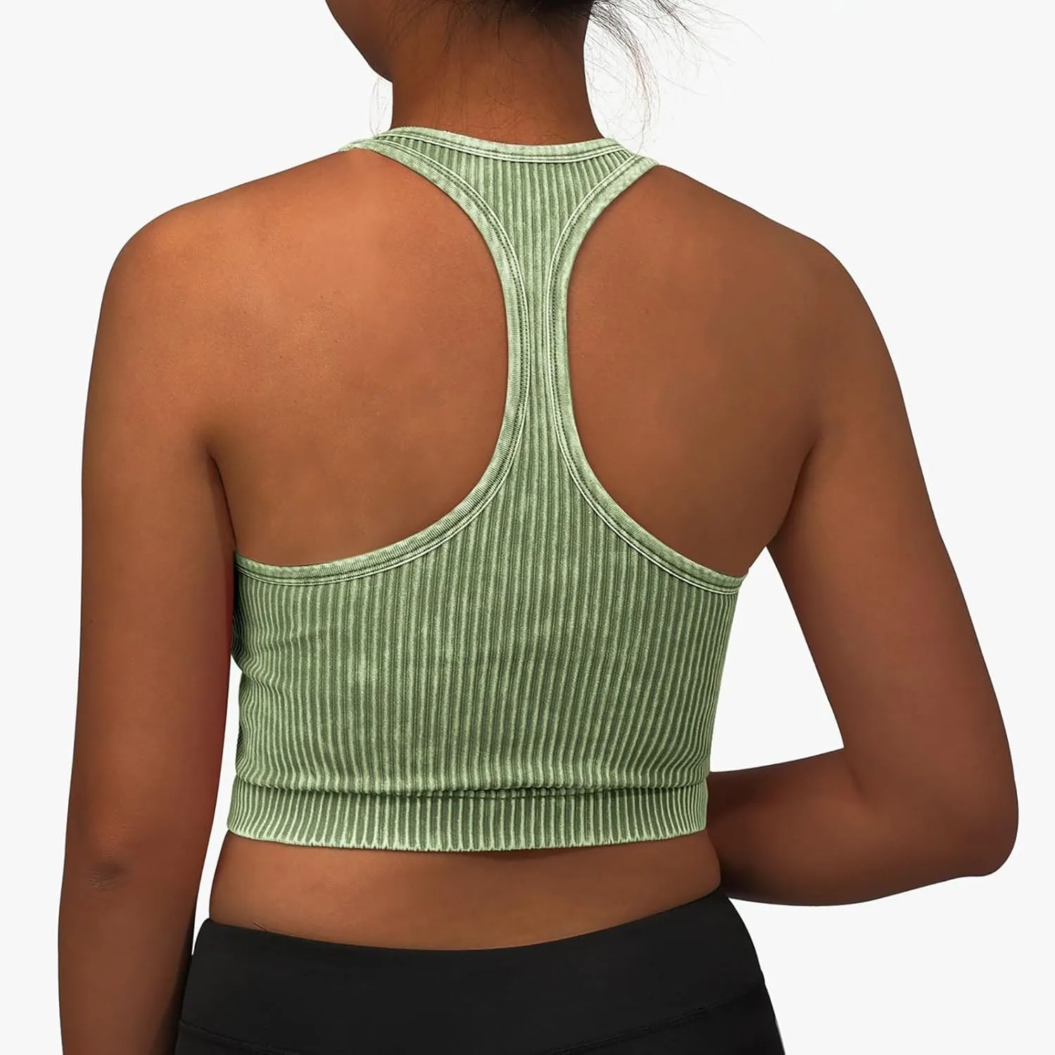 Padded Sports Bras for Women Push Up Seamless Gathering Sexy Back Underwear Running Quick Dry with Vertical Stripes
