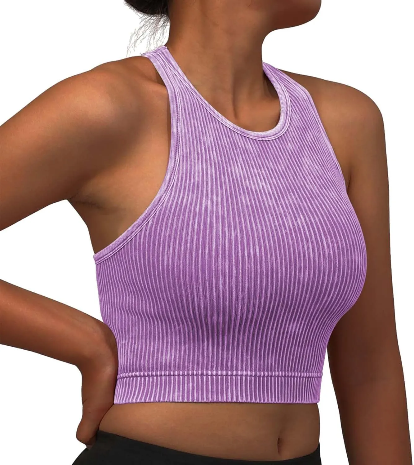 Padded Sports Bras for Women Push Up Seamless Gathering Sexy Back Underwear Running Quick Dry with Vertical Stripes