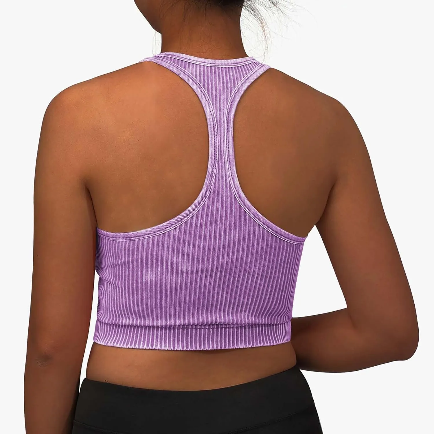Padded Sports Bras for Women Push Up Seamless Gathering Sexy Back Underwear Running Quick Dry with Vertical Stripes