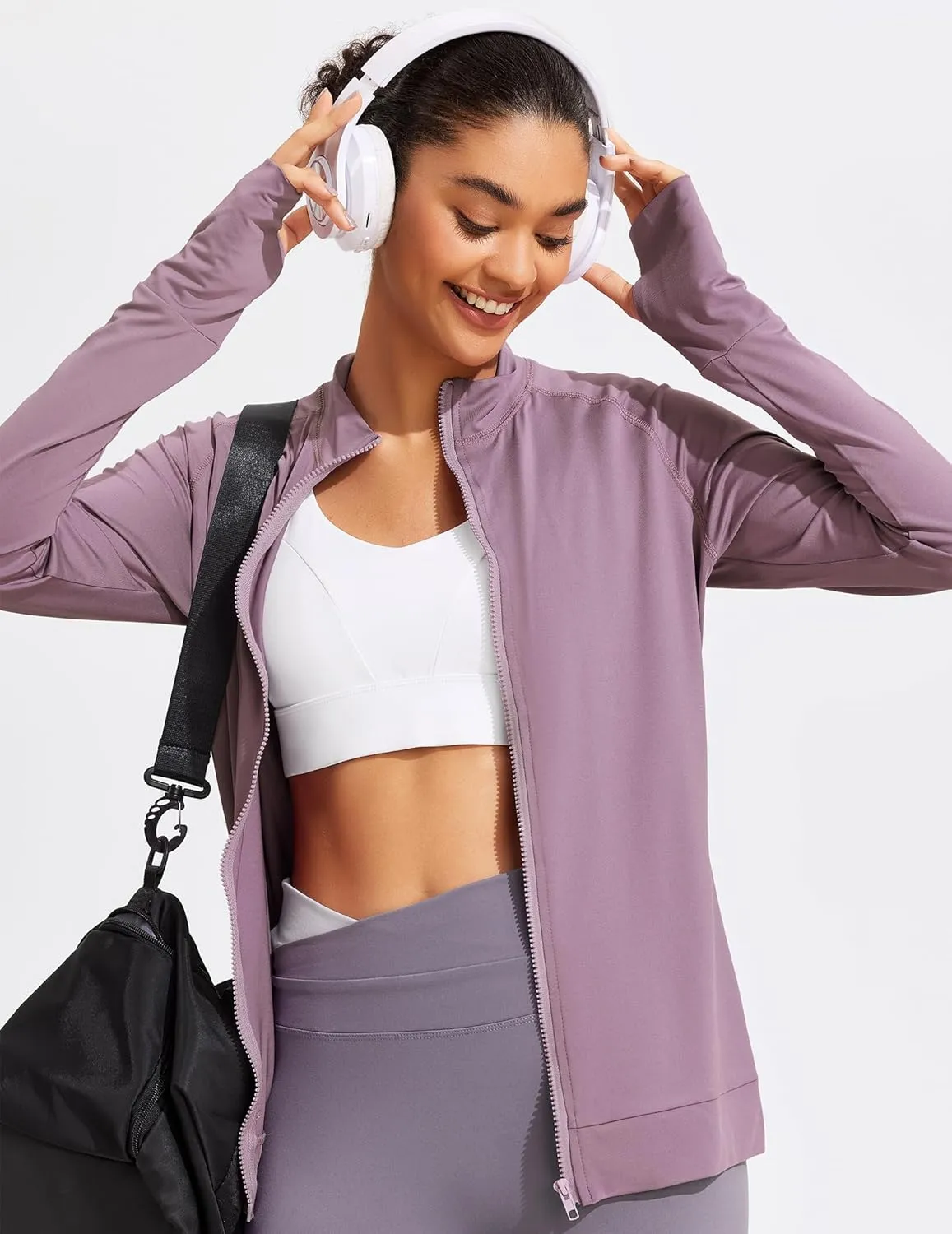 PINSPARK Lightweight Workout Jackets Womens Full Zip Slim Fit Athletic Running Jacket with Thumb Holes