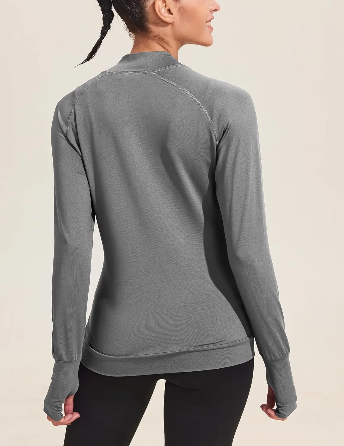 PINSPARK Lightweight Workout Jackets Womens Full Zip Slim Fit Athletic Running Jacket with Thumb Holes