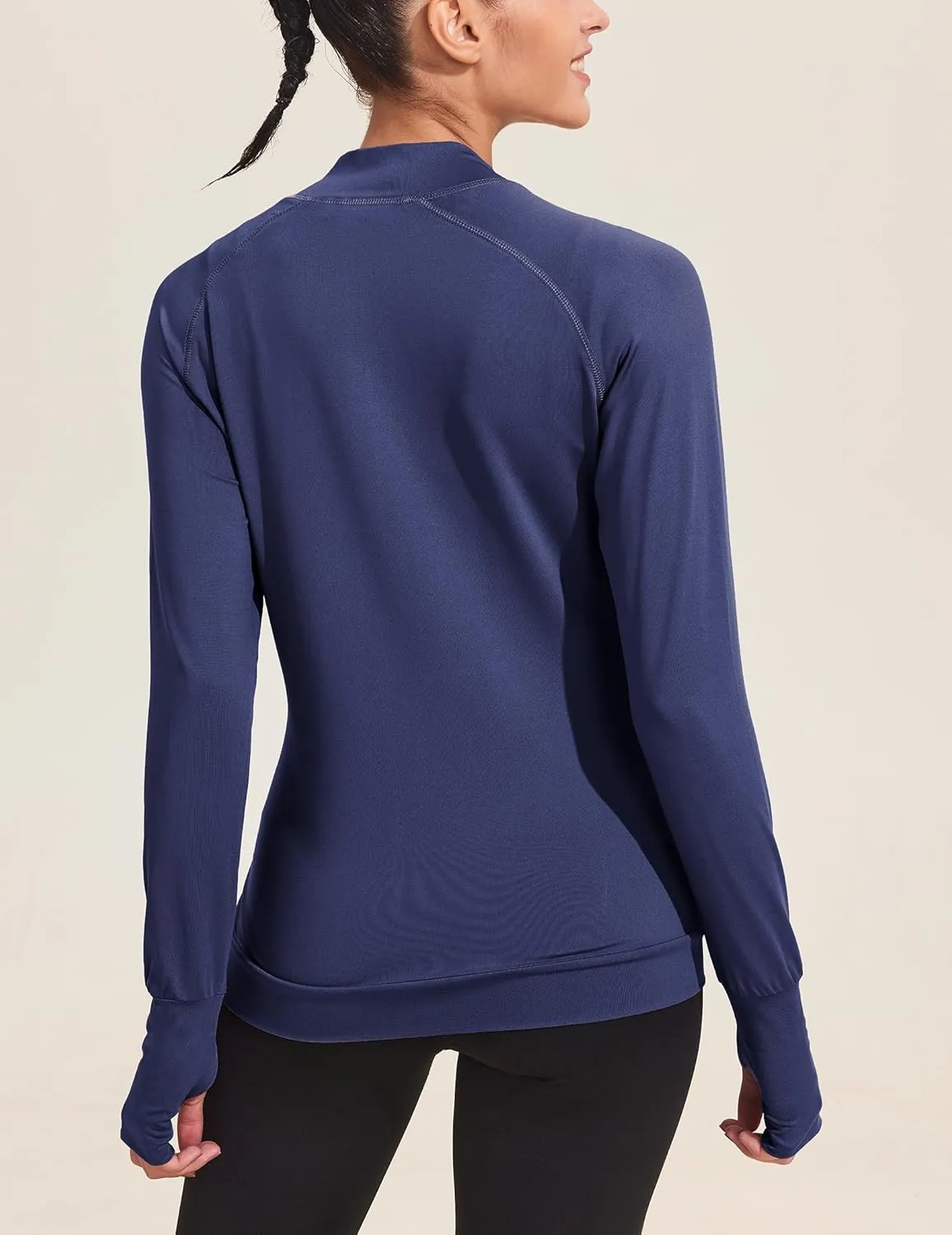 PINSPARK Lightweight Workout Jackets Womens Full Zip Slim Fit Athletic Running Jacket with Thumb Holes